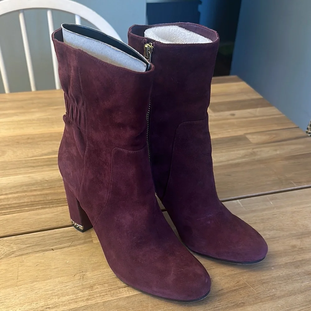 MICHAEL KORS SUEDE burgundy DOLORES BOOTS